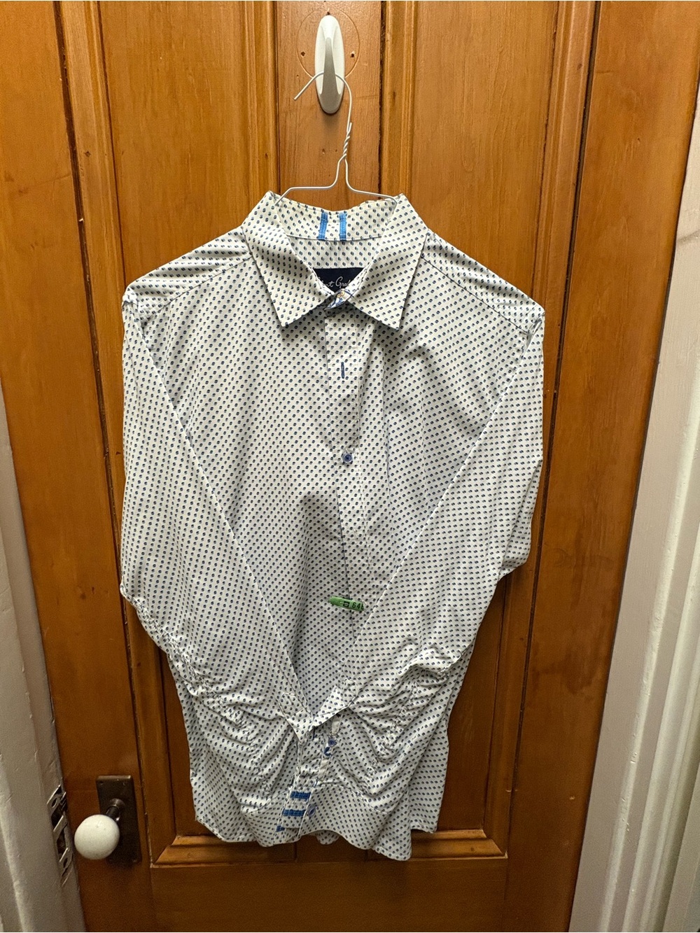 Robert Graham White Button-Down Shirt with Navy Dot Print